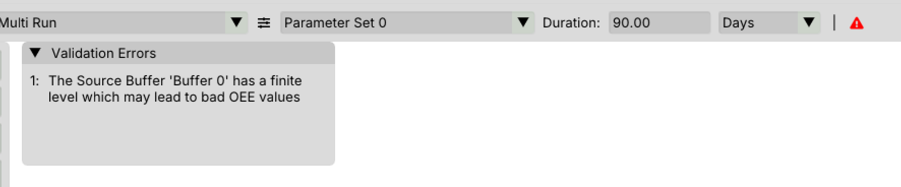 Validation Errors popup showing a numbered list of model issues